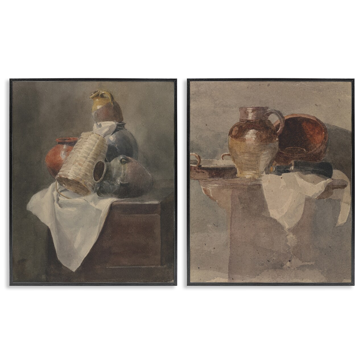 Stupell Industries Vintage Sundries Still Lifes 2pc Framed Giclee Wall Art Set Design by Peter Dewint